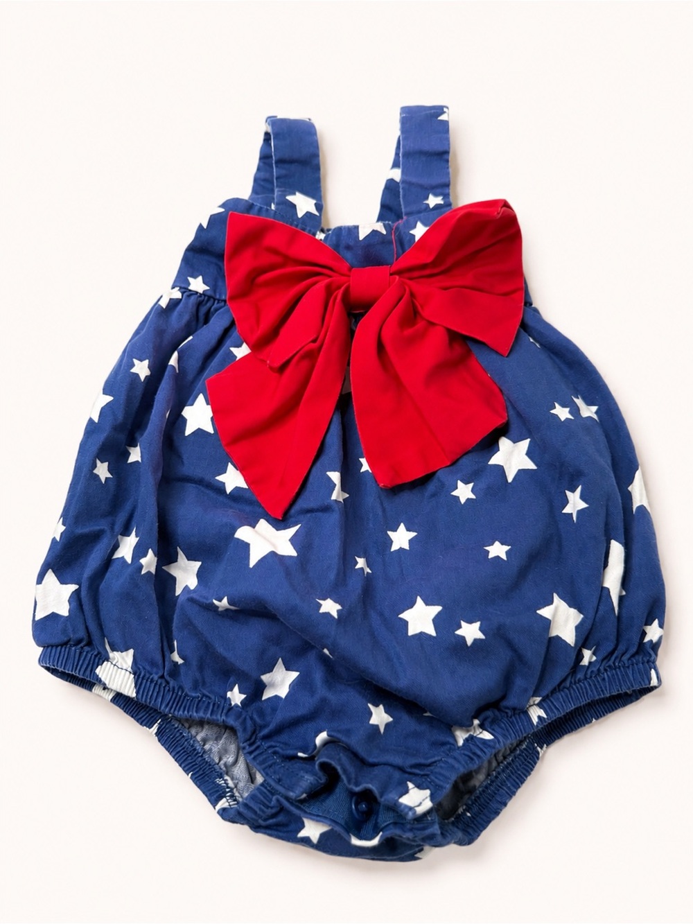 Good Lad Navy Blue Star Print One-Piece Bodysuit with Red Bow